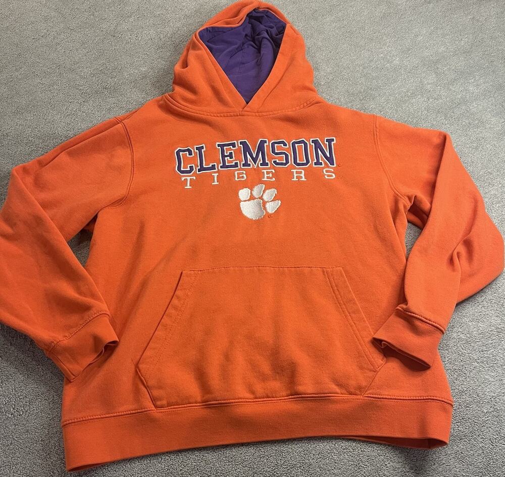 Colosseum ClemsonTigers Youth XL (20) Orange Purple PulloverHoodie Sweatshirt